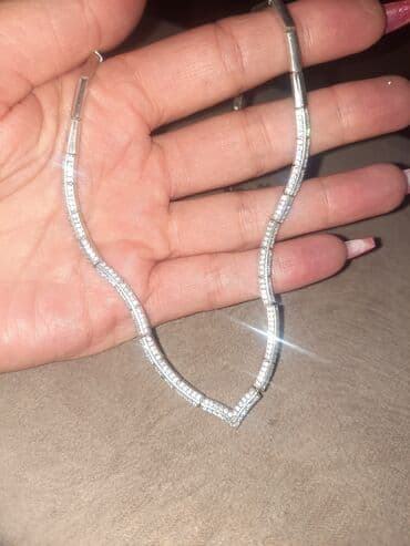 srebrni prsten sa zelenim kamenom: Srebrna ogrlica sa cirkonima. puno srebro. uzivo jos vise sija,kao — 3