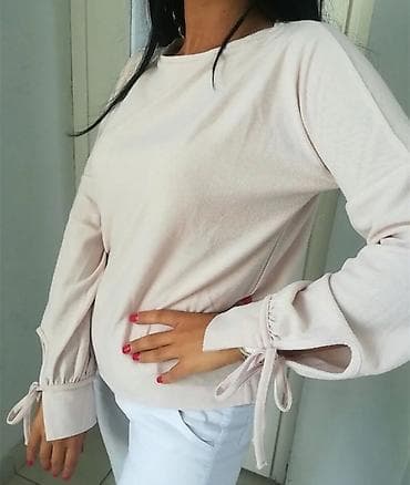 zelene ugg cizme: Ženska bluza dugih rukava u svetlo roze (puder) boji. - Kroj: ravna — 3