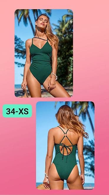 guess torbe male: Jednodelni ženski kupaći kostim – tamnozelena boja, rebrasta (rib) — 1