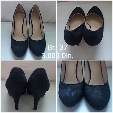 obuca tamaris: Elegantne crne salonke sa čipkastim dezenom - Broj: 37 - Materijal — 3