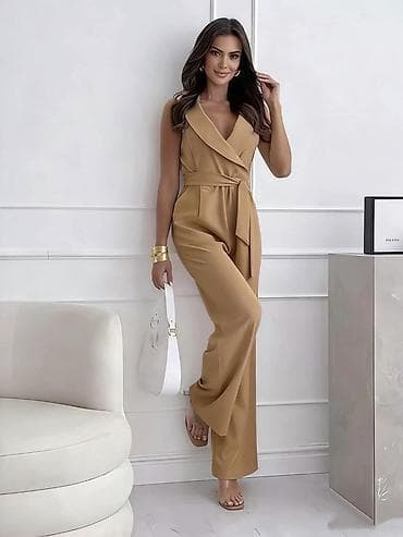 bele tn zenske: Elegantni ženski kombinezon bez rukava sa rever kragnom i — 2