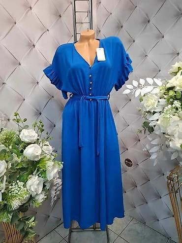 Haljine: Ženska maksi haljina sa puf rukavima i kaišem na vezivanje. Haljina — 1