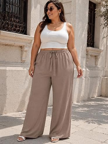 pantalone adidas: Pantalone siroke za punije dame,vidkoza sa elasticnim — 5