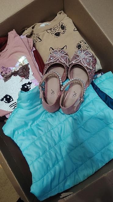 pepco dečija garderoba: Paket odece za devojčice 7god, vel 128cm prsluk i baletanke idu uz — 8
