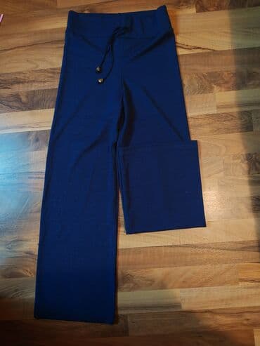 Ostale pantalone: Ženske široke pantalone – tamnoplave - Model: ravne/široke nogavice — 4
