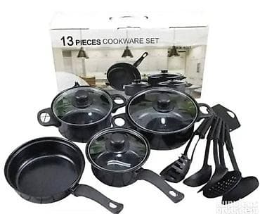 Set posuđa – 13 delova Komplet kuhinjskog posuđa u dve boje (crna ili