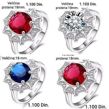 Elegantne posrebrene prstenje sa dekorativnim kamenom u tri boje od