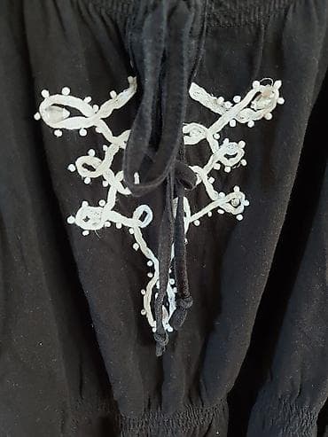 pantalone sa perjem: Crna boho tunika/kaftan od 100% pamuka. Širokog, pončo kroja sa — 1