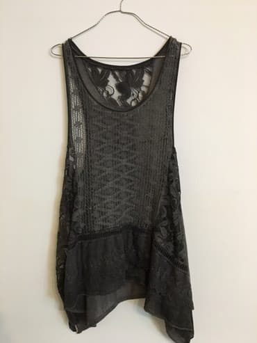 plus size tunike: L (EU 40), XL (EU 42), 2XL (EU 44), Lycra, Single-colored, Embroidery, color - Grey — 2