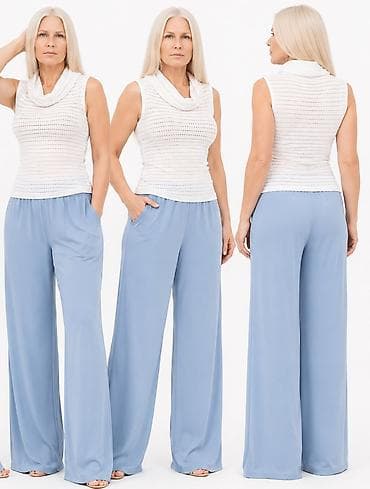 tn nike: Ženske pantalone širokih nogavica – svetloplavi denim look - Kroj — 5