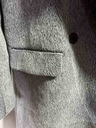 armani kaput: Ženski elegantni kaput – sivi, dugi kroj - Materijal: mekana — 4