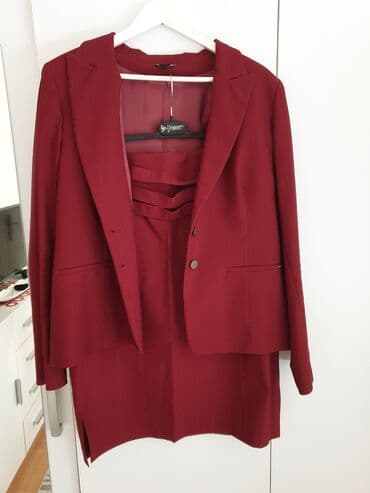 zenski kompleti pantalone i sako: Jednobojni, bоја - Bordo — 1