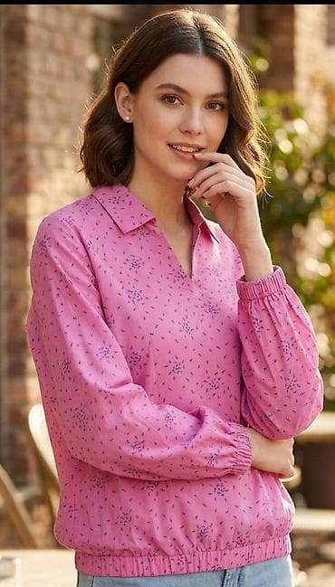 pink i cosmo torbe: Ženska bluzica sa dugim rukavima u ružičastoj boji sa sitnim — 1