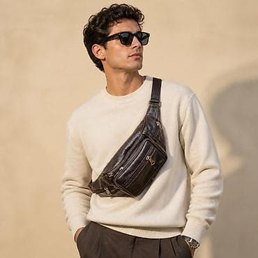 h: Muška kožna torbica preko ramena (crossbody/waist bag) - Materijal — 1