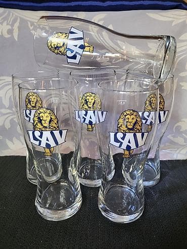 čaše sa duplim dnom: Case nove Lav pivo Berganovo Italija. Case za Lav pivo. Komada 6 u — 4