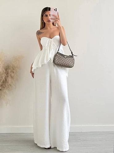 pantalone sheg: Ženski komplet – top bez bretela + široke pantalone - Dizajn — 1