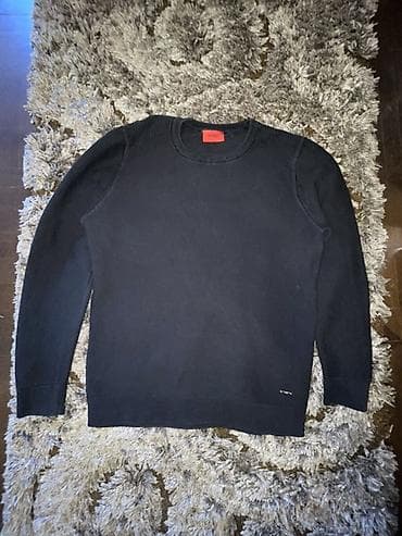 sirogojno dzemper: Muški džemper HUGO (Hugo Boss) - Model: jednobojni crni pulover sa — 1