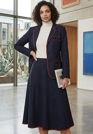 massimo duti: Elegantna ženska poslovna kombinacija – sako i suknja - Boja: tamno — 1