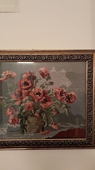 Kućna hemija i proizvodi za kuću: Ručni goblen – buket makova u vazi - Tehnika: klasični ručni vez — 3