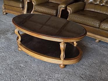 stilske komode: Ovalni klub sto, klasičnog dizajna - Materijal: masivno drvo sa — 3