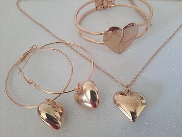 pandora slova privesci: Srce nakit Set Ogrlica, minđiše i narukvica. Slanje poštom. - — 1