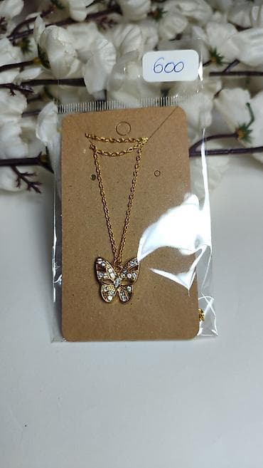ogrlica krstic: Zlatno ogrlica sa priveskom leptira - Delikatni lančić u zlatnoj boji — 3