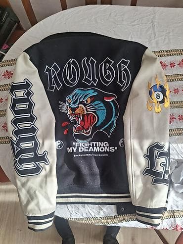 philipp plein jackets: FSBN varsity jakna – veličina S - Boja: crno telo, bež rukavi - — 1
