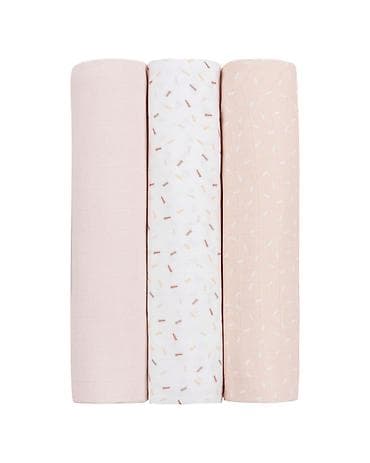 KikkaBoo Pelene od muslina – set 3 kom, 100x100 cm, Confetti Pink