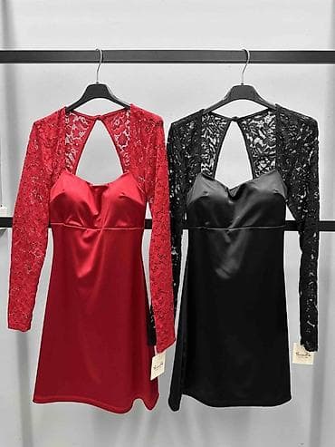 Suknje: Elegantna mini haljina sa čipkastim rukavima - Model: uska mini — 3