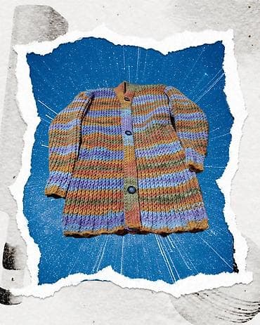 Nov ručno pleteni džemper na kopčanje vel XXL. Obim grudi 106 cm — 7