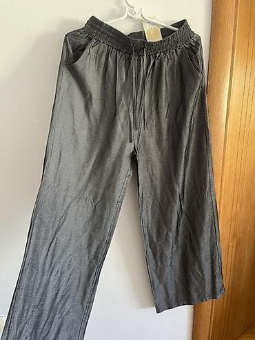 dunk sive: Ženske široke pantalone u sivoj boji, laganog i prijatnog materijala — 2
