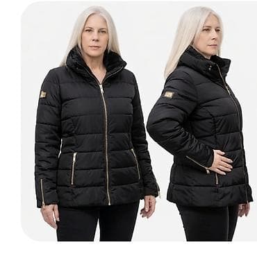 ski carape sa grejacima: Ženska zimska jakna – crna, prošivena, sa visokim kragnom - Topla — 3