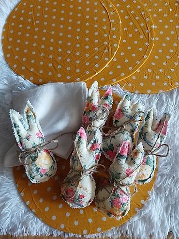prstenčići za salvete: Uskršnji set dekoracija od filca – ručni rad- prstencici sa zekom. - — 8