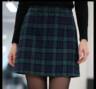 džordan patike: Teksas suknja A-kroja sa karo šarom u tamnoplavoj i zelenoj boji — 1