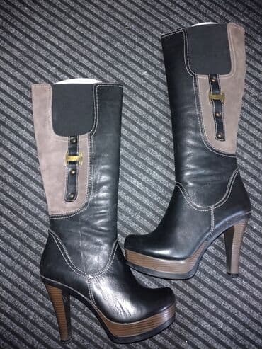 bež čizme od brušene kože: High boots, 39 — 1