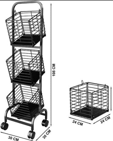 polica na točkiće: Metalna pokretna kolica sa korpama na 3 nivoa Metalna pokretna kolica — 2