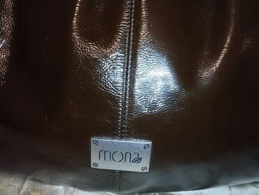 mona torbe sa slovom m: Mona kožna lakovana torba XXL Fantastična Mona torba u tamno braon — 11