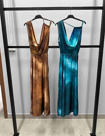 duboke crne starke: Haljina duga sa efektom tie-dye u dve boje: topli karamel/braon i — 4