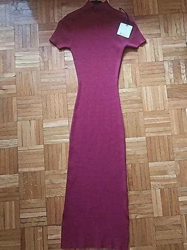 kupujem sat: Rebrasta bordo haljina - Univerzalna za S/M/L puna elastina - Model — 1