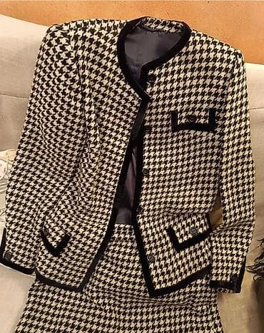 Damski kostim (sako + suknja) S/M u klasičnom pepito/houndstooth