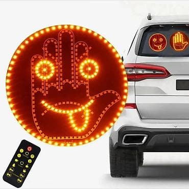 Auto delovi: LED emotikon/gest ruk svetlo za zadnje staklo automobila – 2 u 1 - — 1