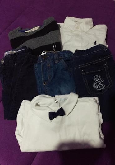 crop top dzemper: Farmerice i somot pantalone dzemper, bluzica i košulja, velicina 86 — 1