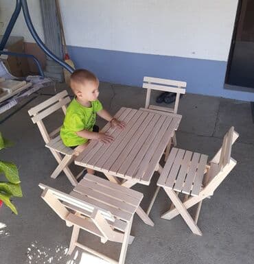 set za krstenje cena: DRVENA GARNITURA NA RASKLAPANJE STO STOLICE Dimenzije stola: 80x50cm — 1