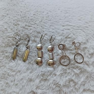 srebrni nakit kompleti: Set od 3 para srebrnih minđuša – geometrijski i moderni dizajn - Par — 1