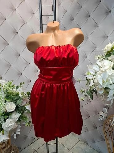 svecane haljine ps: Koktel haljina bez bretela – satenska - Model: kratka koktel haljina — 4