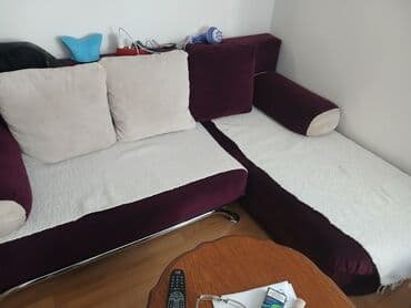 kožne garniture beograd: Ugaona garnitura na razvlačenje sa jastucima - Moderna ugaona — 3
