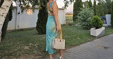 steve madden torba: Saten haljina midi dužine sa asimetričnim jednim bretelom. Klasičan — 1