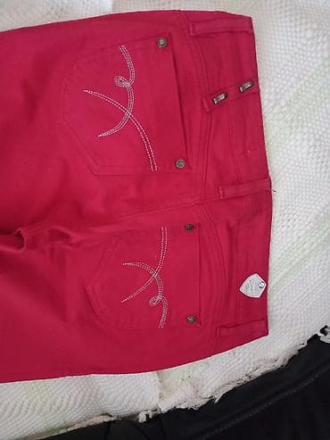 zara pantalone visoki struk: Crvene zenske farmerke, br 29,poluobim 37cm, dužina nogavice 94cm — 4