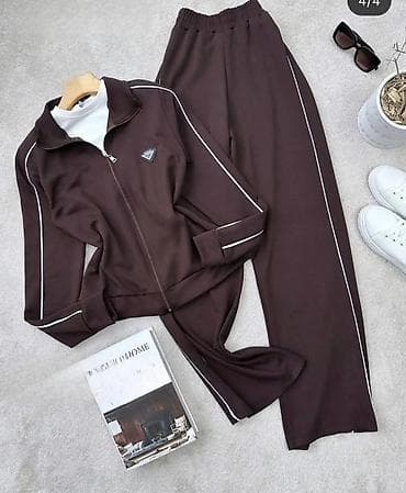 original majica: Ženski komplet trenerke – jakna sa rajsferšlusom i ravne pantalone - — 4