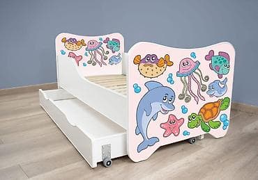 tramboline za decu akcija: Dečiji krevet 160x80 cm Happy Kitty + fioka Fishes - Dimenzije — 1